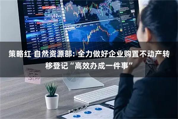 策略红 自然资源部: 全力做好企业购置不动产转移登记“高效办成一件事”